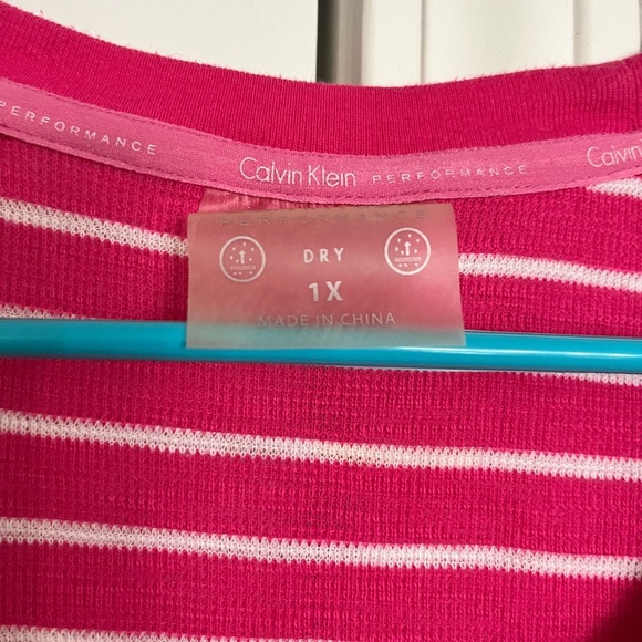 Calvin Klein Fuchsia Striped Long Sleeve Top - Picture 2 of 4